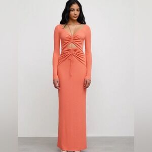 Significant other Marie dress Salmon Ribbed maxi cut out